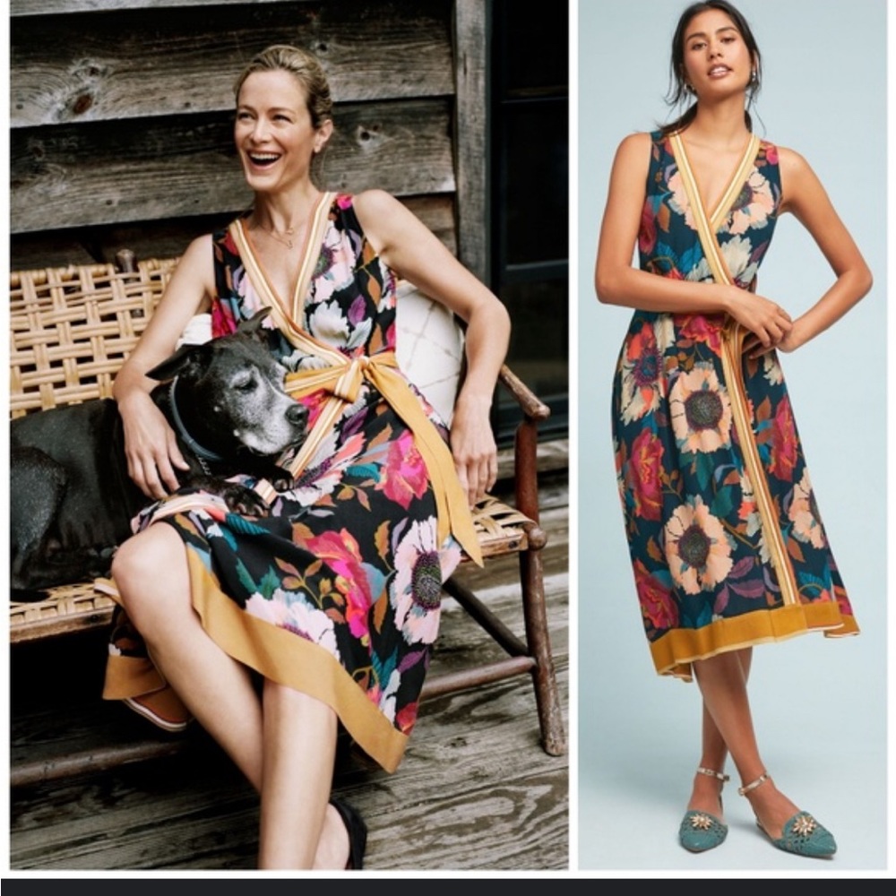 NWT Anthropologie Wrap Dress- beautiful bold colors